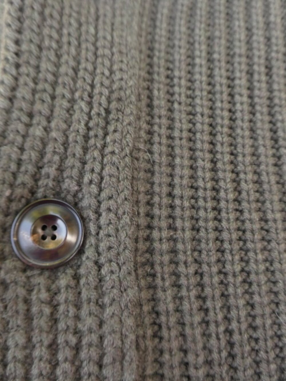 Buck Mason Dark Green Herdsman Shawl Cardigan Wool Cashmere 3D Chunky Ribbed M - Picture 5 of 8
